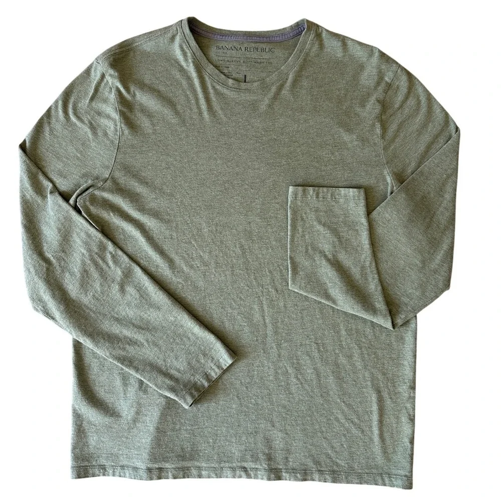 VTG 00s Banana Republic Long Sleeve Soft-Wash T Lagenlook Bundle Orange‎ Green L